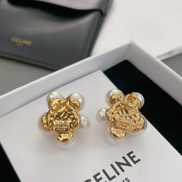 CELINE [Colored Bead Flower Earrings] Vintage Model